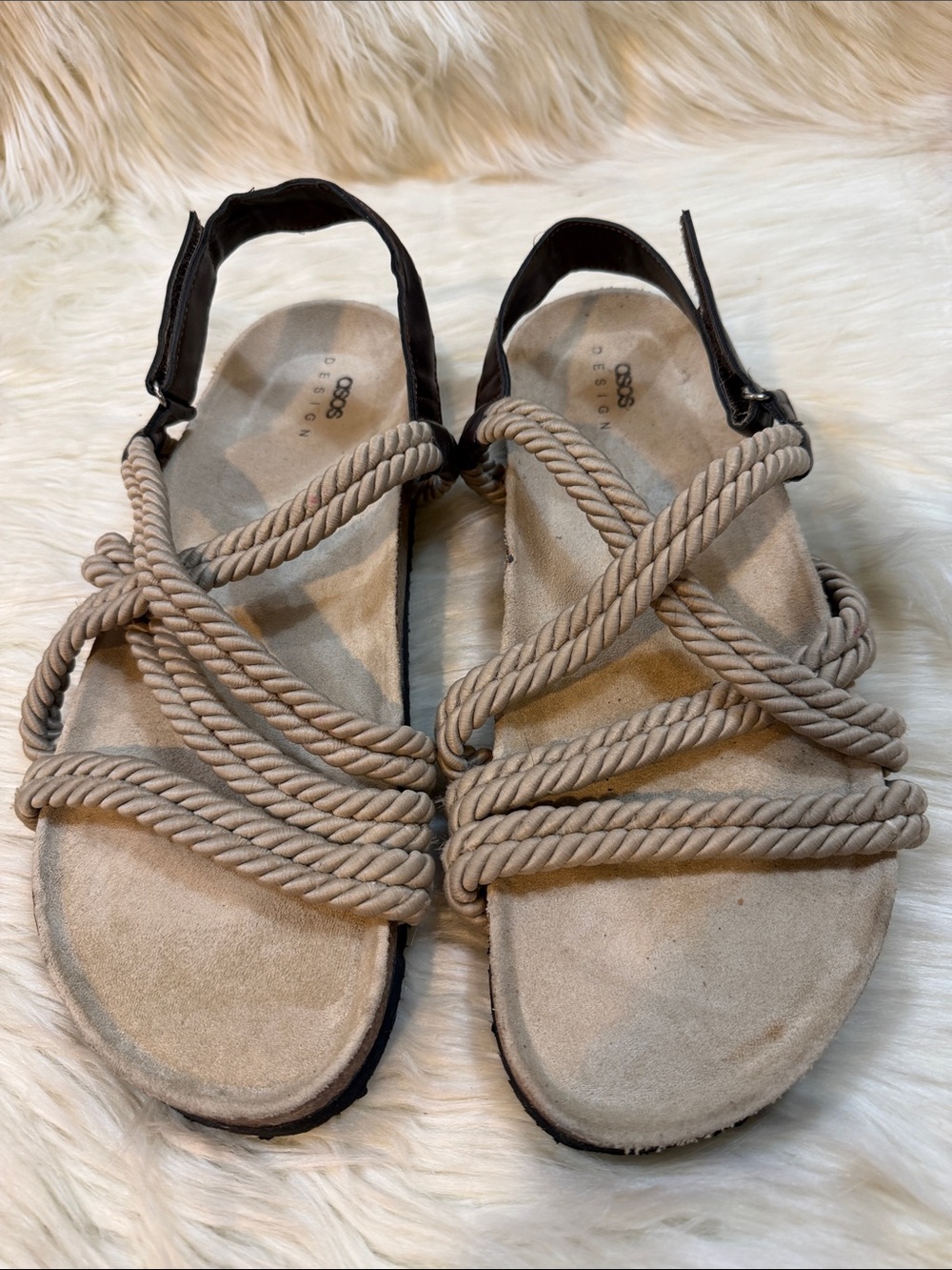 ASOS Taupe Rope-Strap Mens Sandals -Size 11.5